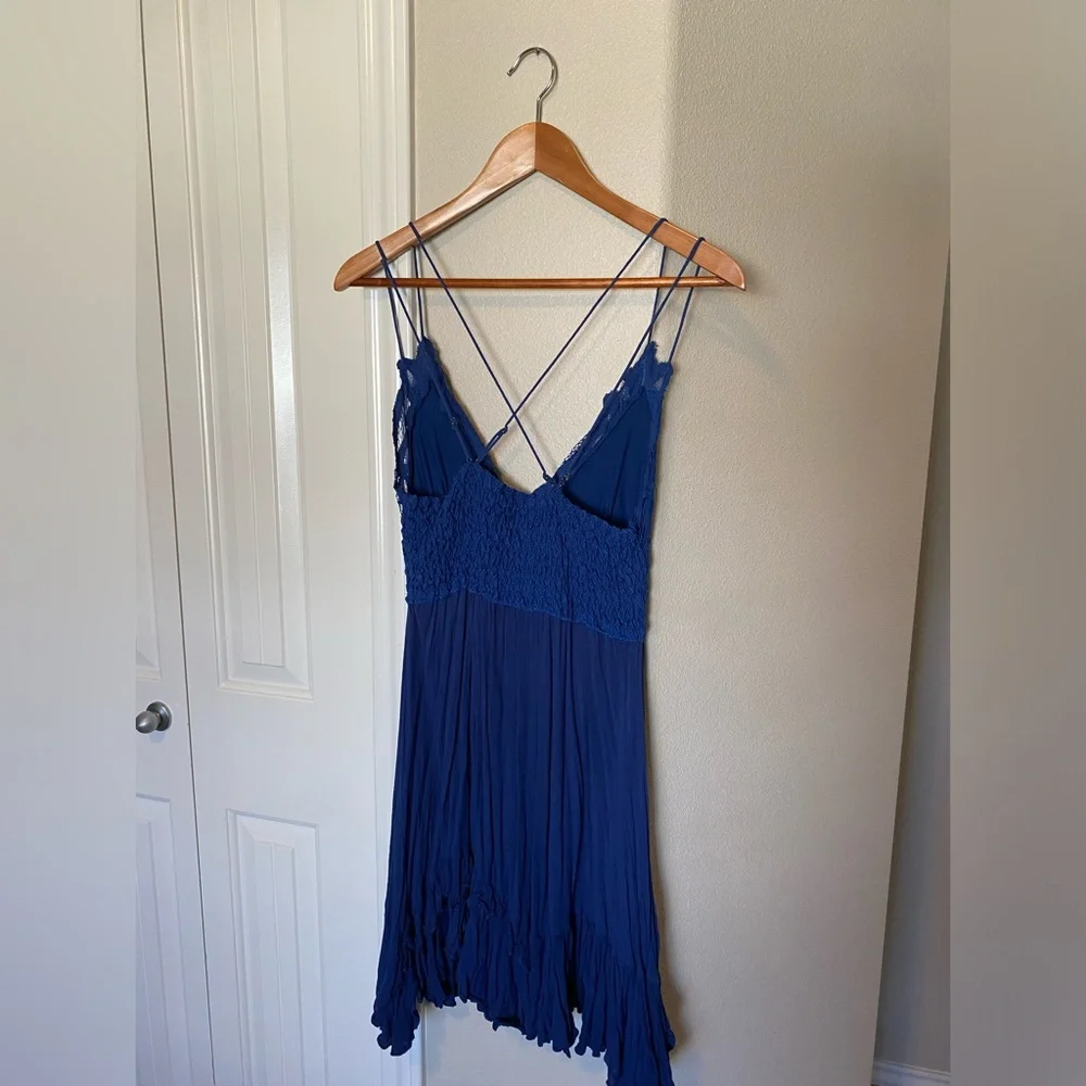 Free People Royal Blue Lace Babydoll Mini Dress
